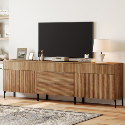 Modern Reeded Dresser TV Stand With Drawers, Entertainment Center With Charging Station, Wooden TV Console With Storage For Living Room by Ebern Designs