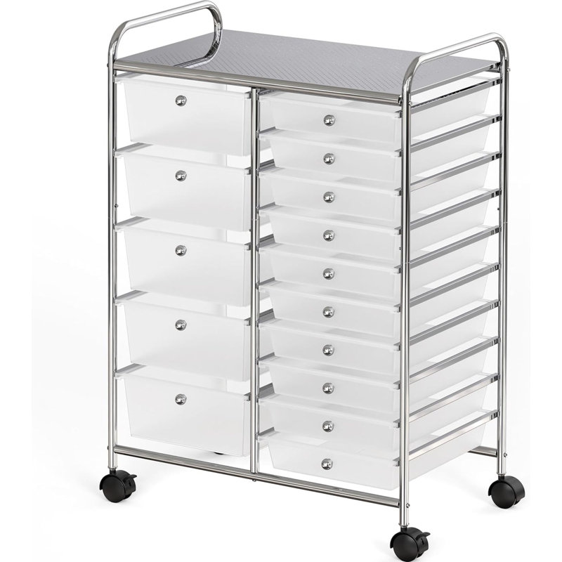 Utility Cart with 15 Drawers, Rolling Storage Art Craft Organizer