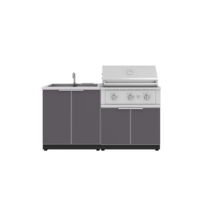 Ensemble d'armoires d'extérieur en aluminium 3 pièces avec barbecue performance 33 po - Gaz naturel