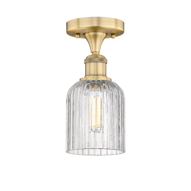 Edison - Adriena - 1 Light 5" Semi-Flush Mount, Brushed Brass, Clear