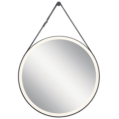 Saguache Leather Frame Round Wall Mirror