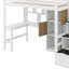 Lit mezzanine en bois avec bureau intégré, DEL, tablettes de rangement, armoires et escalier-539633113