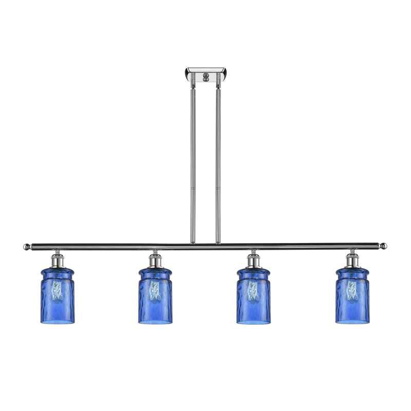 Luminaire suspendu pour îlot de cuisine à 4 lumières Binkley, Ampoule DEL rétro de 3,5 watts, Transparent, Chrome poli