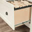 Classeur latéral blanc pour décor de bureau et de salon avec accents de bois, rangement organisé à tiroirs pleine extension, petits espaces au design compact