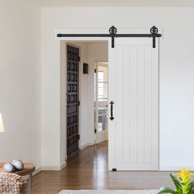 BarnCraft Solid + Manufactured Wood Primed without Installation Hardware Kit Barn Door, 42" x 84"