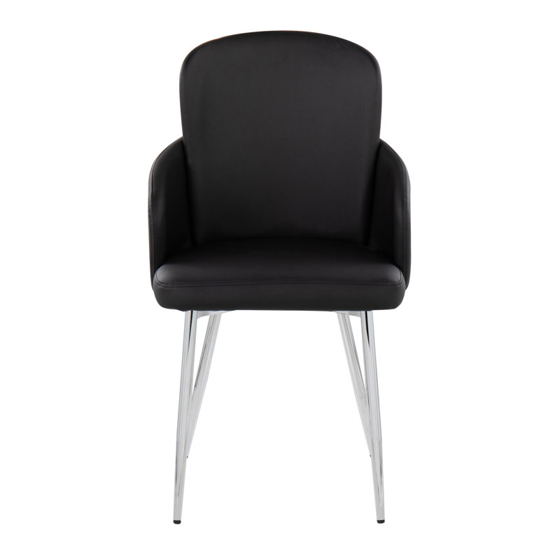 Chaise avec accoudoirs rembourrée Jaquavia, Noir, Chrome