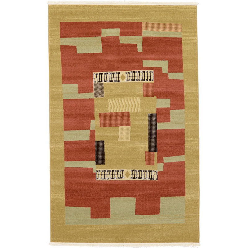 Tapis beige/rouge rouille/brun Lela, Rectangle 5 pi x 8 pi