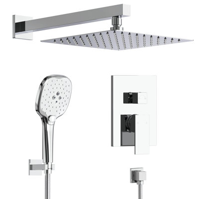 Système de robinet de douche à double fonction, pomme de douche à effet de pluie 10 po avec douche à 3 réglages de jet