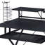 Bureau d'ordinateur noir avec plateau pour clavier