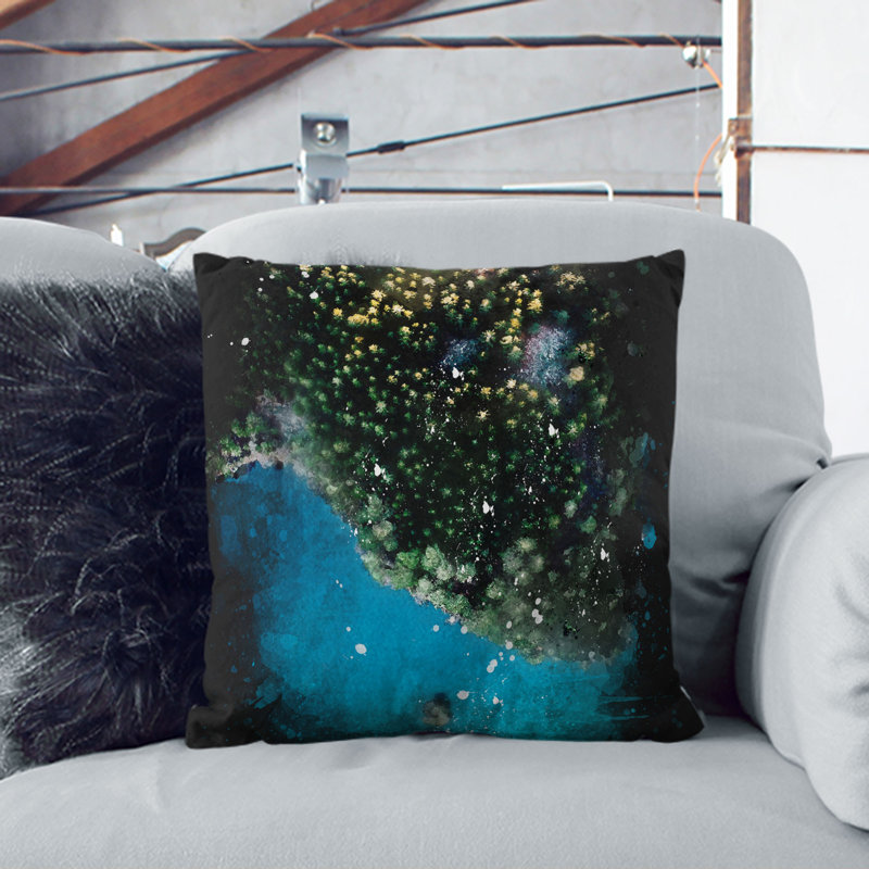 Forest by the Lake Cushion with Filling, Black, 40cm H x 40cm W x 15cm D
