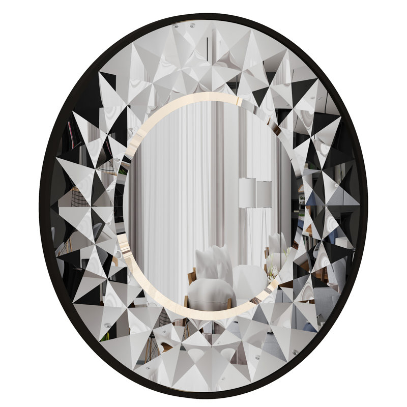 Ahnalee Engineered Wood Flat Wall Mirror, 65cm H x 65cm W, Black