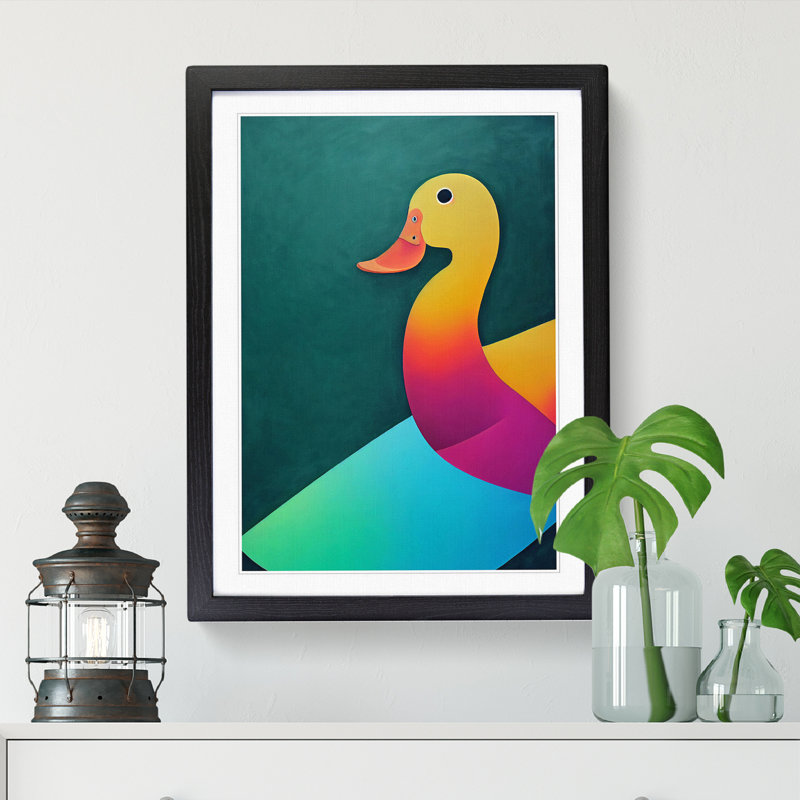 Liddie Duck In Abstract - Picture Frame Print, Black, 64cm H x 46cm W x 2cm D