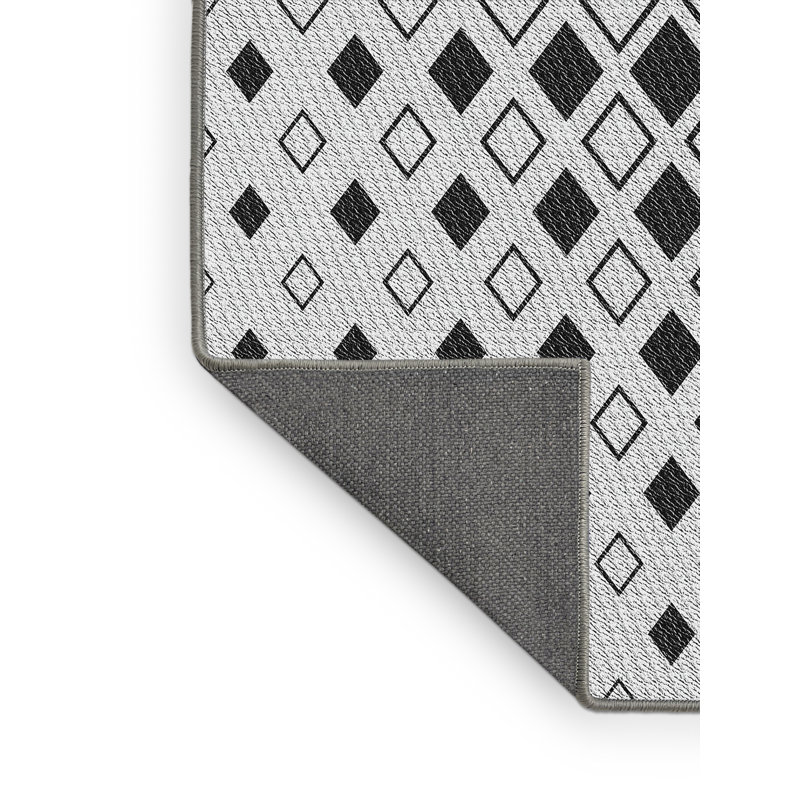 Tapis noir/gris à motifs, Rectangle 5 pi x 7 pi