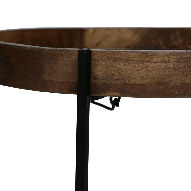 Table de bout ronde, 26" H x 22" W x 22" D, Brown, Black