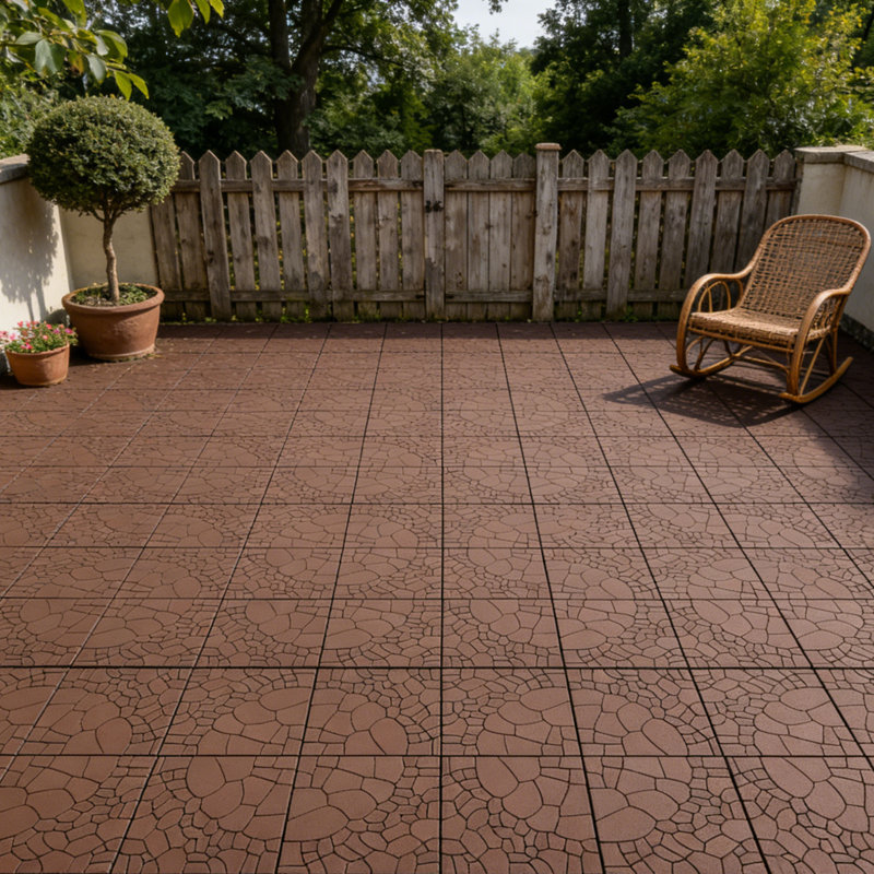 Paquet de 44 tuiles de terrasse emboîtables, installation facile, carreaux de plastique résistants aux intempéries et nécessitant peu d'entretien pour le porche, la piscine, le balcon, la cour et l'intérieur