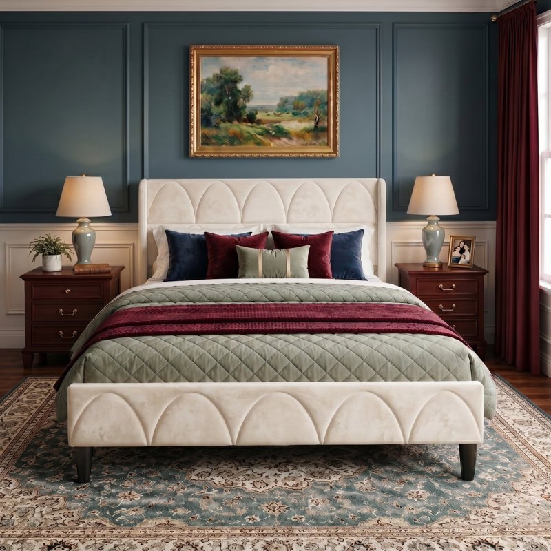 Lit tapissier Modern Modern, Cream, Queen