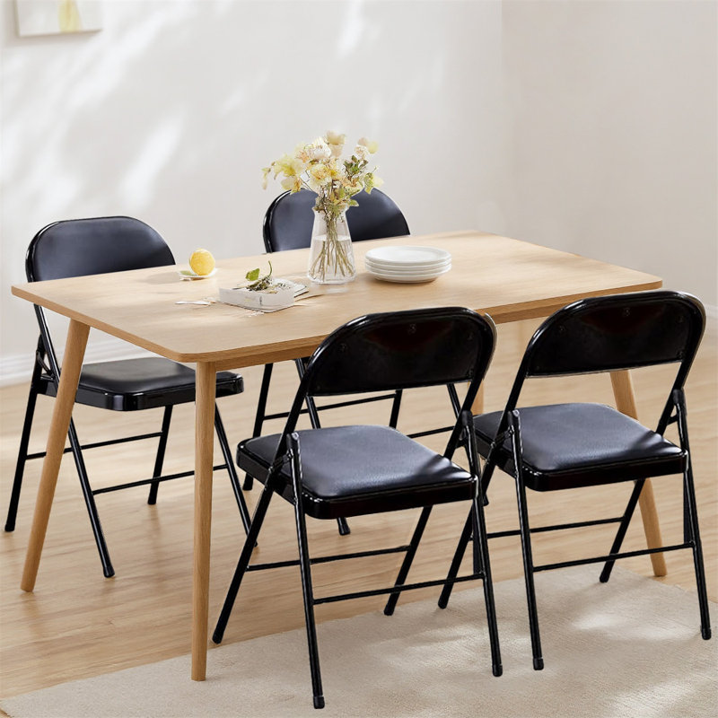 Chaises pliantes en cuir synthétique Crossland, Noir