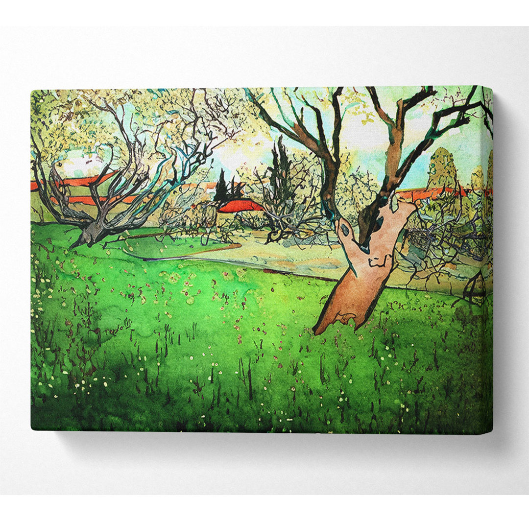 Vincent Van Gogh Ansicht von Arles mit blühendem Baum - Leinwanddrucke auf Wrapped Canvas