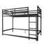 Lit simple mezzanine bas, lit superposé pour enfant simple sur un cadre simple, lit mezzanine bas en métal, lits simples superposés, garde-corps, échelle à 3 marches, économie d'espace pour les enfants et les adolescents, noir