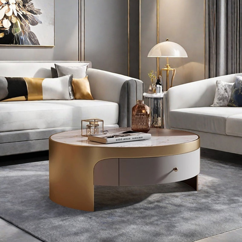 Table basse Minimalist Light Luxury Design Sense, Doré