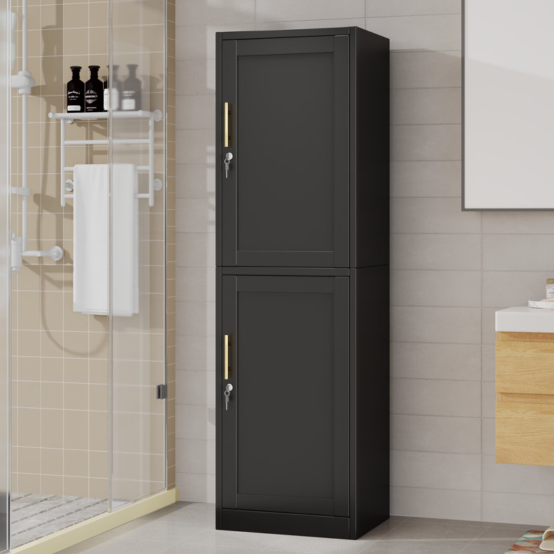 Armoire de rangement étroite en métal 67 po H, Noir