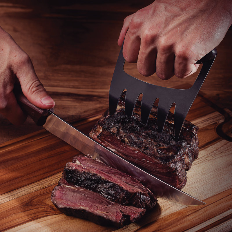 Black Rectangular Plastic Cutting Board Set with Knife and Shredder Claws