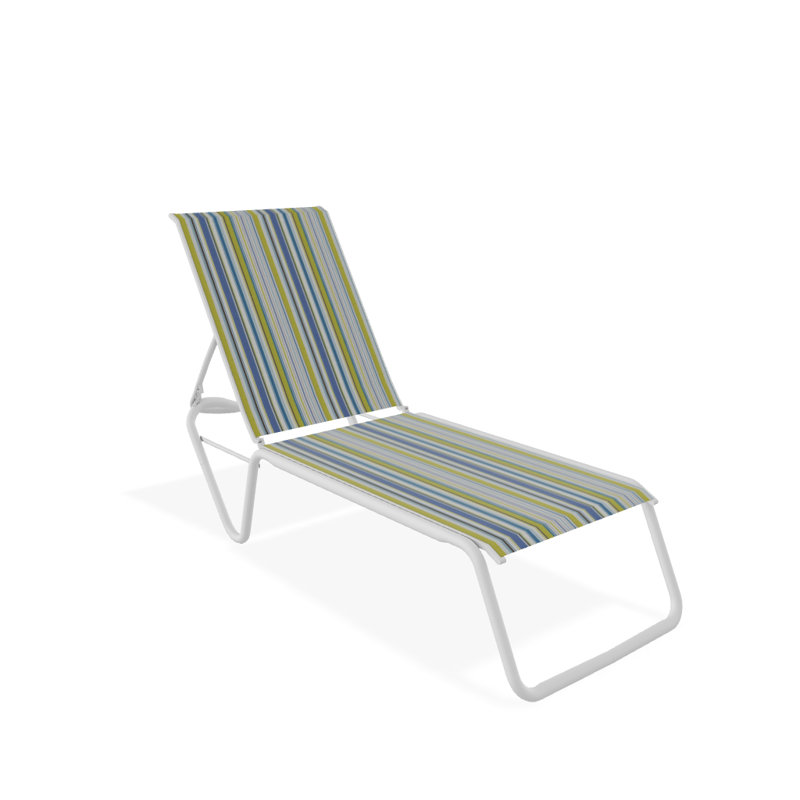 Gardenella Outdoor Chaise Lounge, Textured White Frame/Coastline Seat