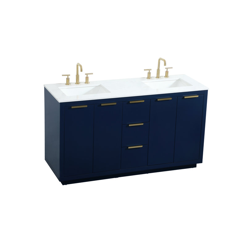 Ensemble de meuble-lavabo double Broadlands, Bleu