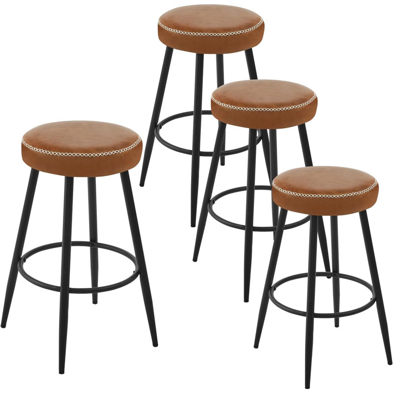 Shontelle Upholstered Counter Stool with Metal Frame, Brown