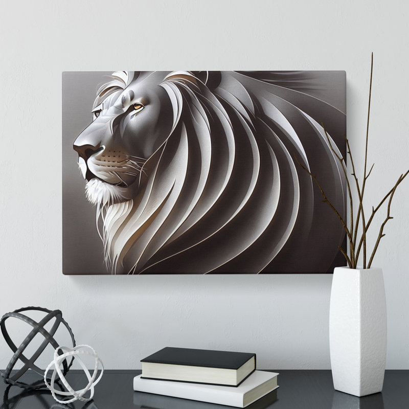 Lion Statue - Wrapped Canvas, 40cm H x 60cm W x 3cm D