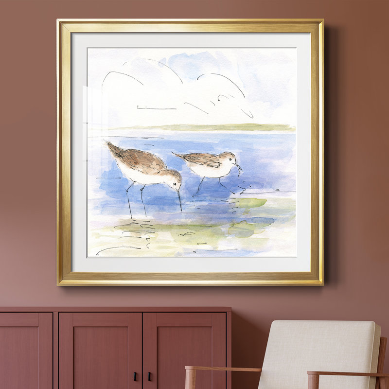 " Bubbly Blue Crab " Painting Print, 32" H x 32" W x 1" D, Gold Framed Canvas