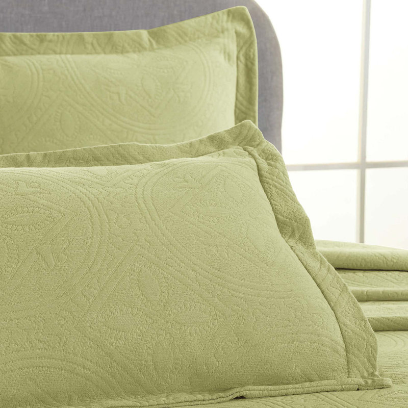 Ensemble de couvre-lit matelassé en jacquard matelassé 100% coton Écosse, Couvre-lit simple et 1 taie décorative