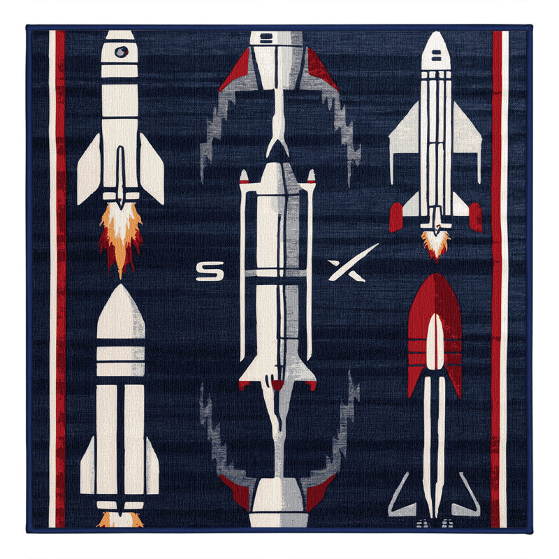Tapis gris lavable à la machine, Carré 5 pi