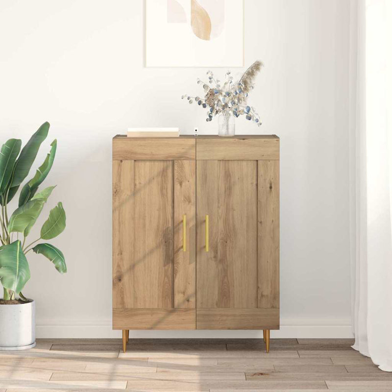  Sideboard Old Wood 69.5 X 34 X 90 Cm Engineered Wood And Iron, Artisan Oak