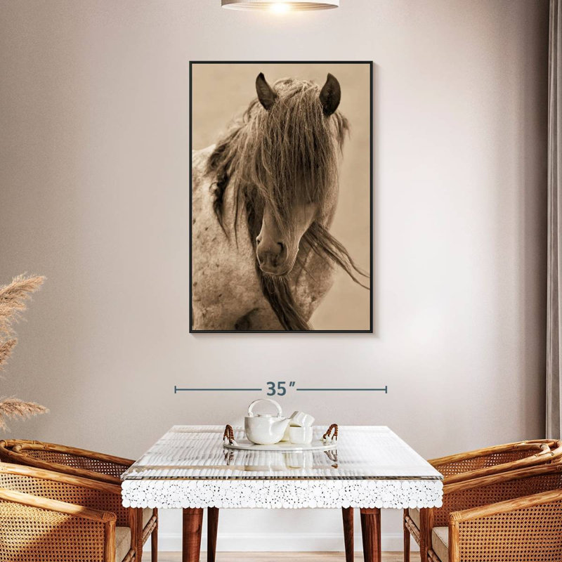 Cheval de la liberté, 31 po x 46 po, Cadre flottant noir