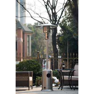 Chaufferette d'extérieur au propane 47000 avec roues portatives, brûleur en acier inoxydable de 88 pouces pour le jardin, la cour, la fête, le restaurant - Chauffe-roues sur pieds, au gaz,