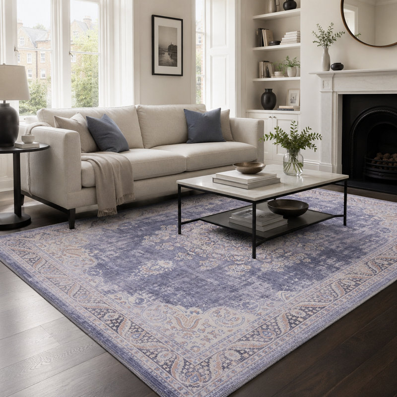 Vintage Look Cotton and Chenille Flatweave Area Rug, 60 x 100 cm