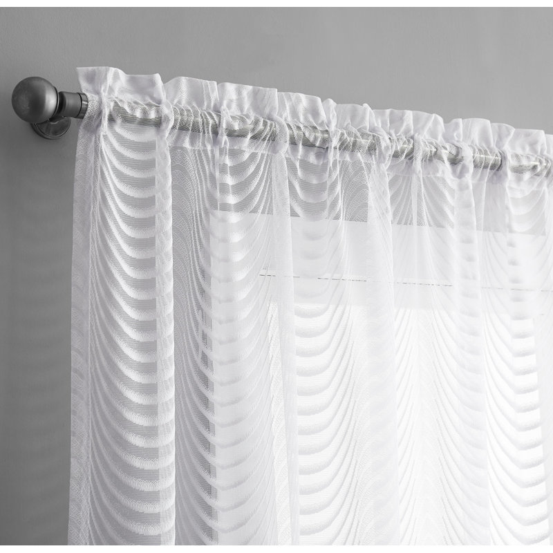 Ensemble de rideaux semi-transparents Wave Lace, Blanc, L 54 po x L 84 po