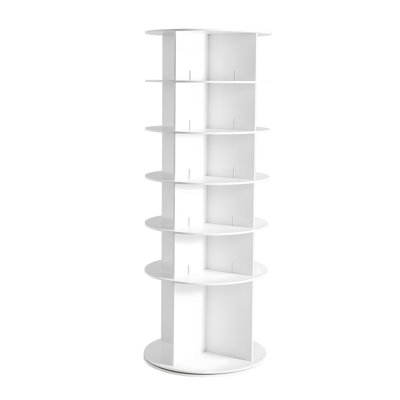 Étagère à chaussures rotative à 6 niveaux, étagère à chaussures pivotante à 360 °, présentoir à carrousel rond avec rangement, présentoir autoportant Lazy Susan pour la chambre à coucher, le salon, l'entrée, le placard, blanc