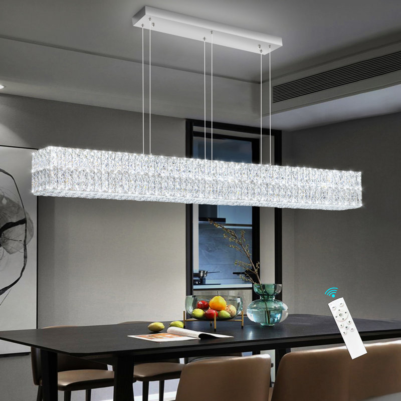 Lustre en cristal 59 po de longueur, Chrome chrome