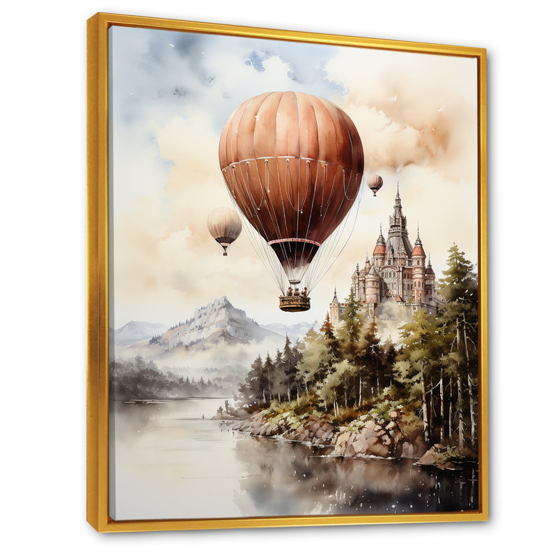 Vol en montgolfière Castle III, Cadre flottant doré, H 32 po x l 16 po x P 1 po