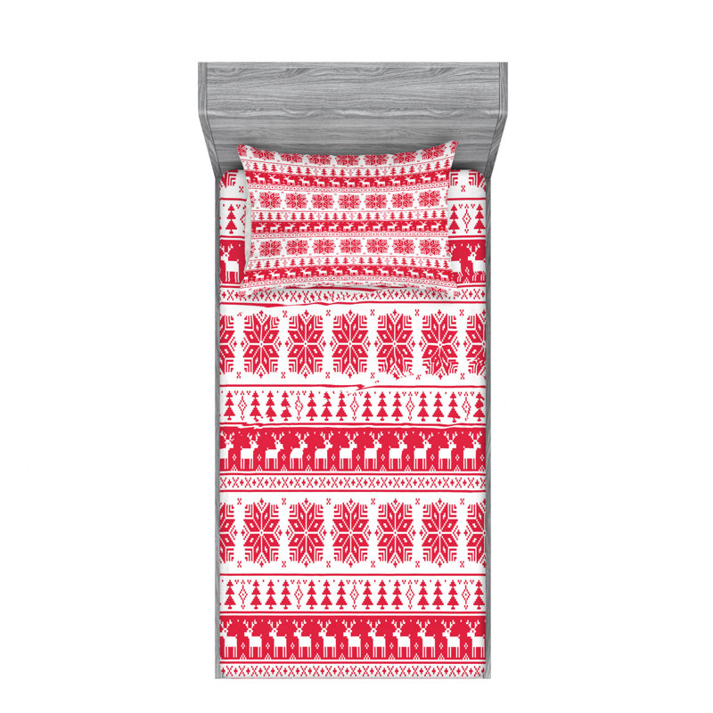Nordic Microfiber Geometric Fitted Sheet, Twin XL Fitted Sheet with 1 Pillowcase