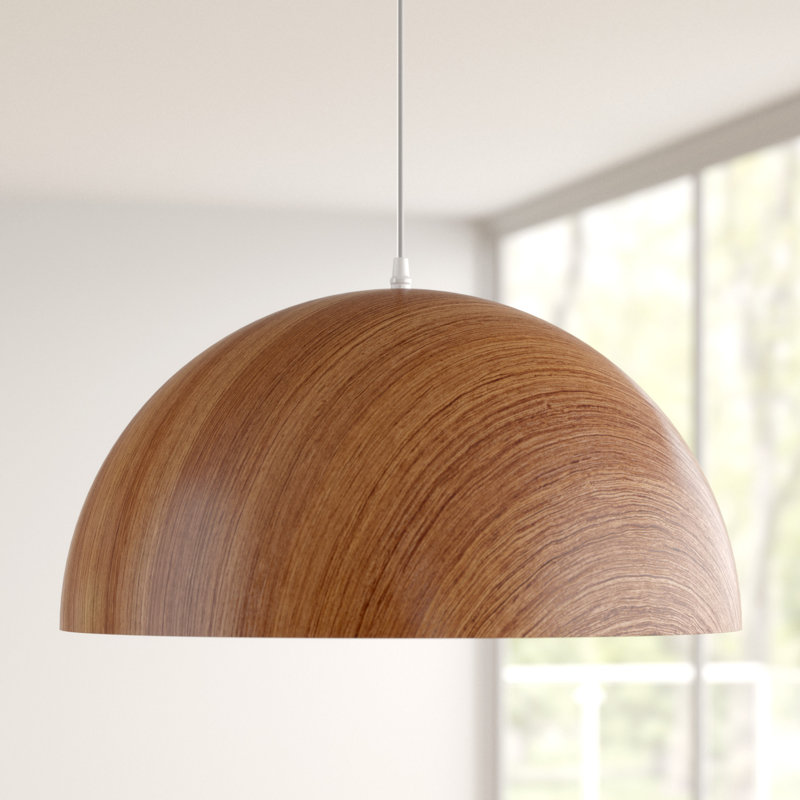 Forest 1 - Light Brown Wood Dome Pendant