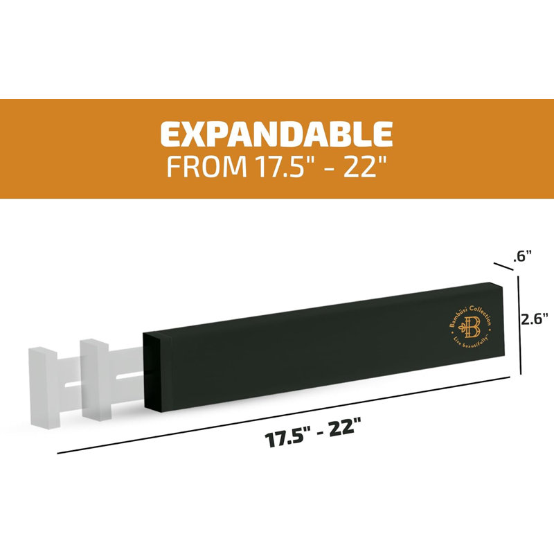 Black Adjustable Bamboo Drawer Dividers, 16-22" Expandable, 4-Pack