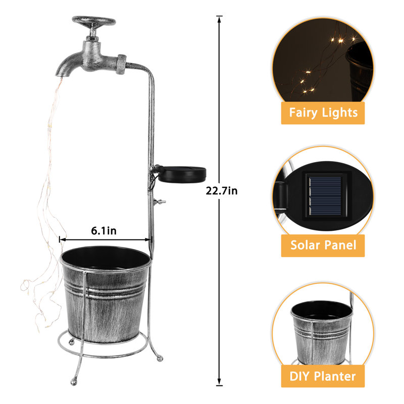 Piquet de jardin solaire avec seau