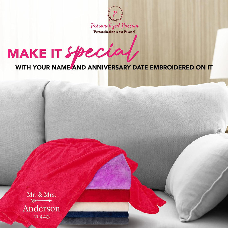 Couverture douce et confortable personnalisée pour couple - Cadeaux noir - 40 x 60 pouces, L 40 po x L 60 po, Rouge