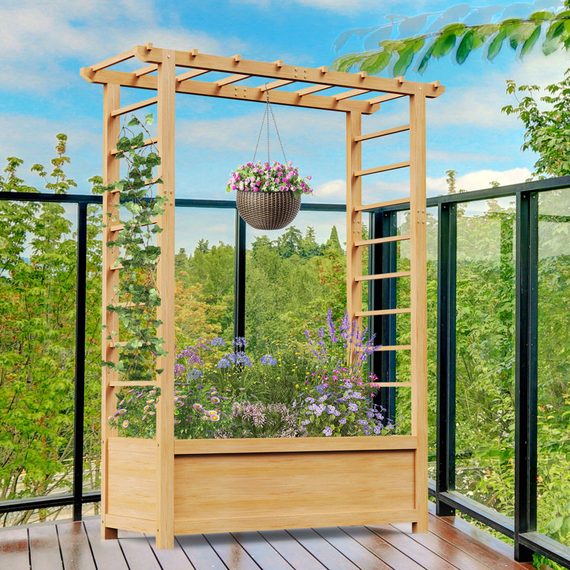 Lit de jardin surélevé avec treillis, lit surélevé avec toit suspendu et trous de drainage