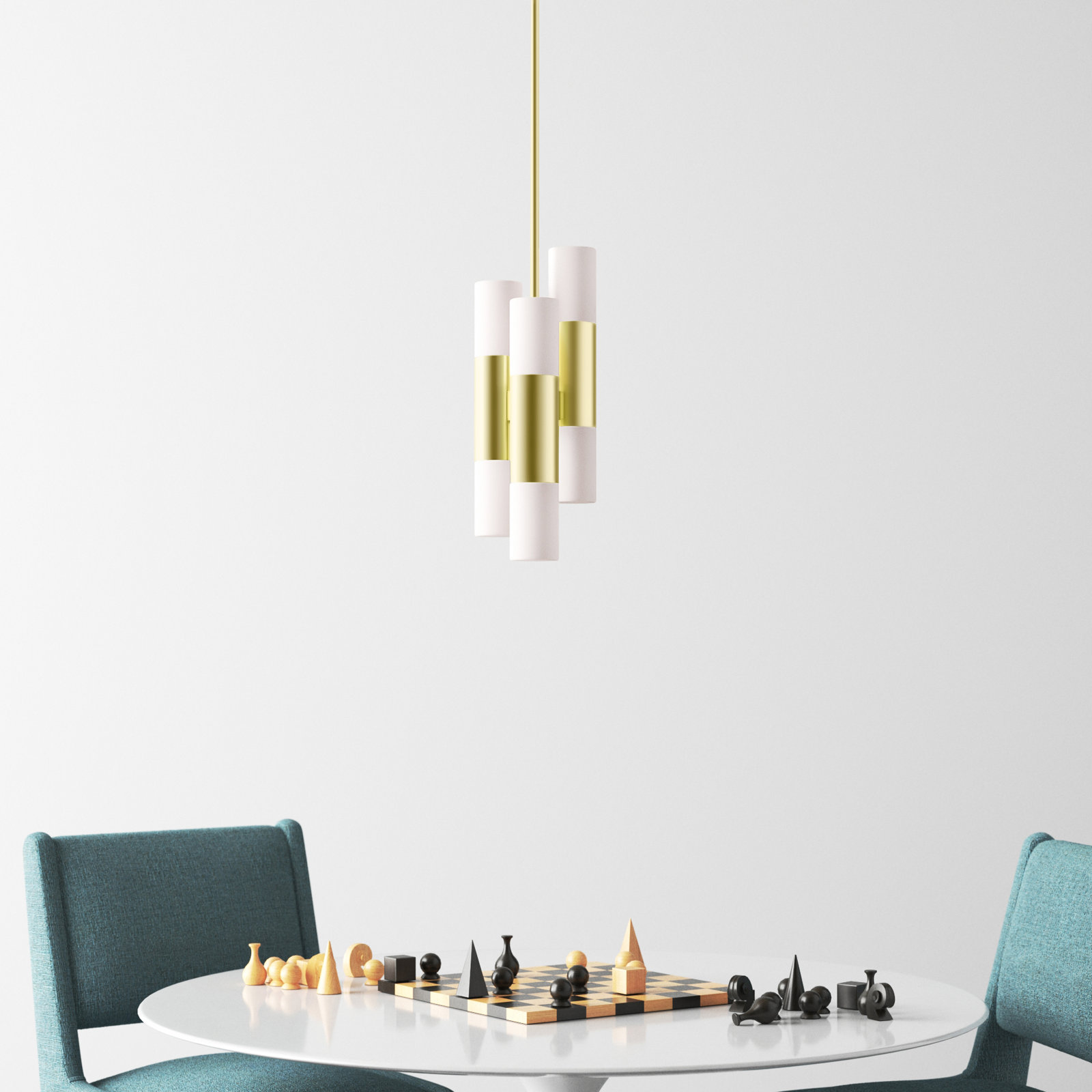 Otto 6 - Light Metal Cylinder Chandelier, Aged Brass
