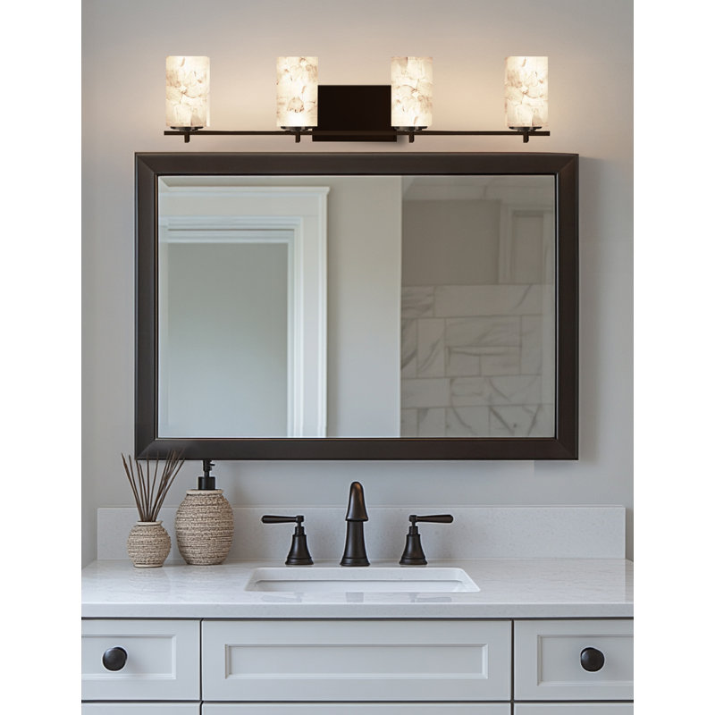 Éclairage pour meuble-lavabo 4 lumières Bouzoun, Bronze foncé