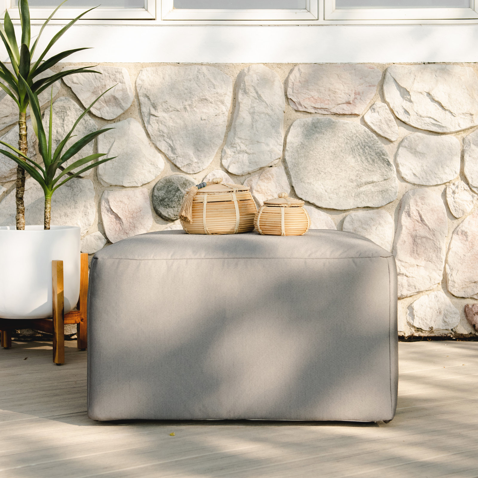 Sunbrella® Patio Ottoman, Gray